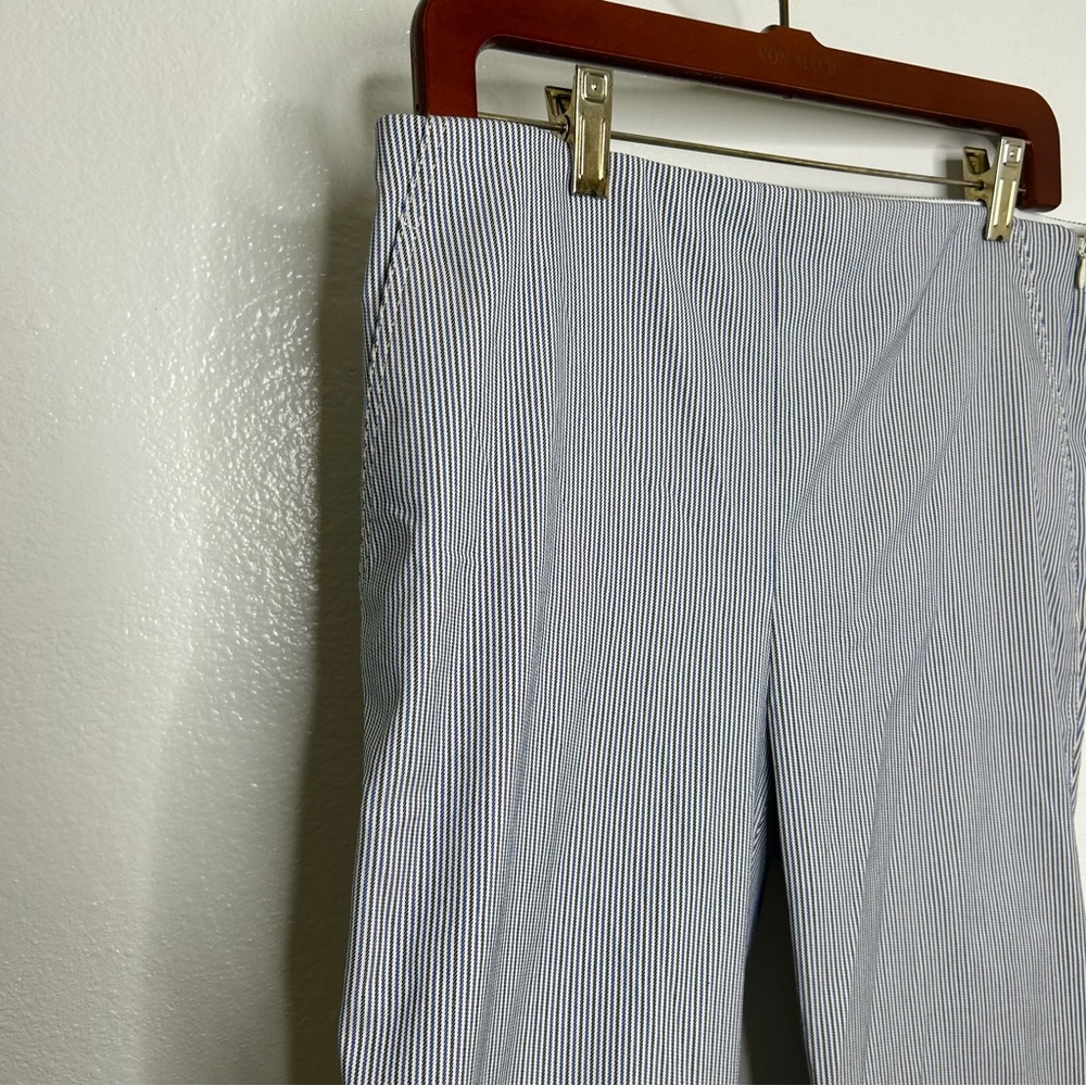 Theory Women's Light Blue Pinstripe Cropped Trousers - Picture 6 of 11